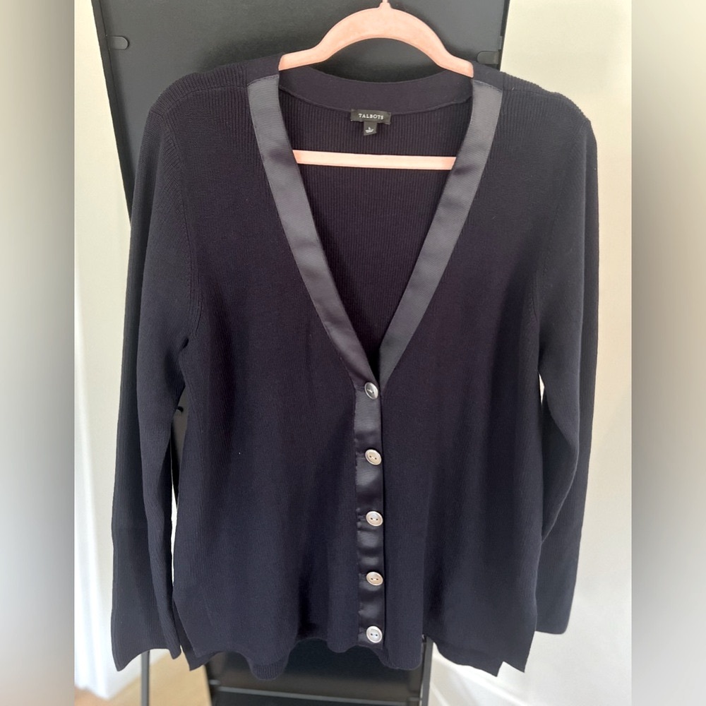 Talbots Navy Blue Buttons Cardigan Sweater - Large - Picture 3 of 10